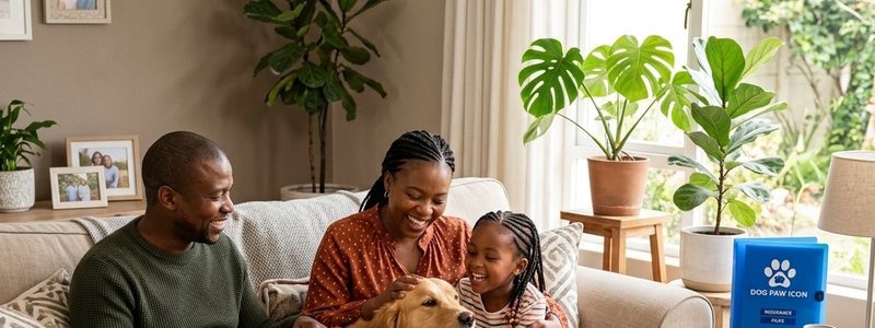 South African family with their healthy dog