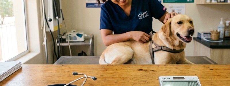 Veterinarian desk with calculator, invoice, and stethoscope